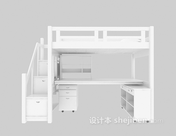 现代风格学生宿舍床3d模型下载