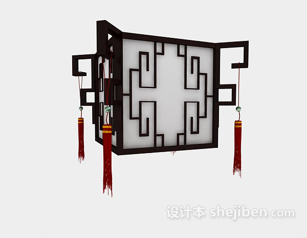 中式风格中式黑色木质吊灯3d模型下载