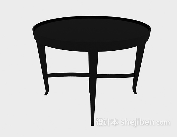 现代风格黑色实木边桌3d模型下载