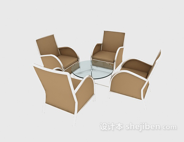 现代风格浅色休闲桌椅3d模型下载