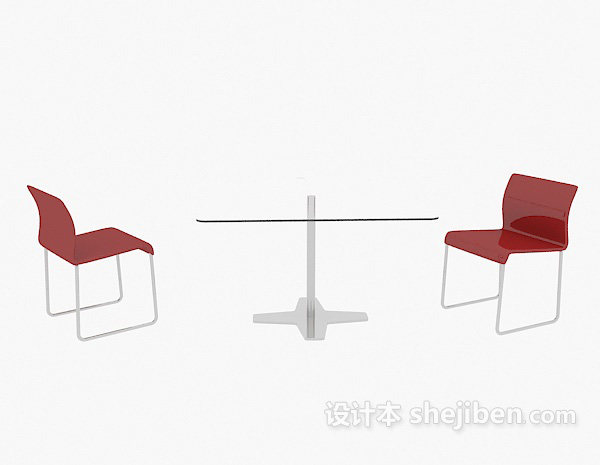 现代风格现代玻璃休闲桌椅3d模型下载