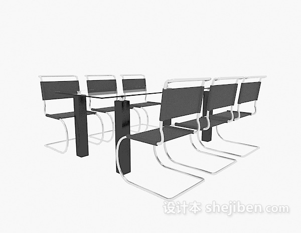 现代风格简约玻璃会议桌椅3d模型下载