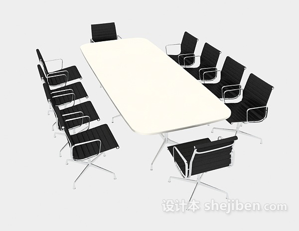 免费简约会议桌椅3d模型下载