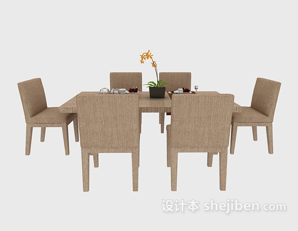 田园风格田园风格餐桌餐椅3d模型下载