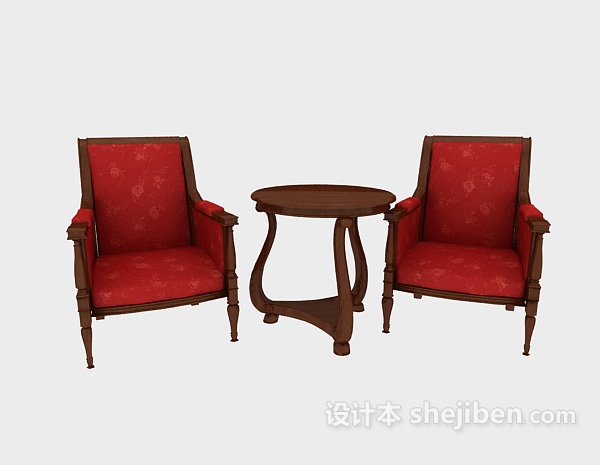 其它美式精致单人沙发椅3d模型下载