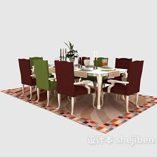精致家庭餐桌3d模型下载