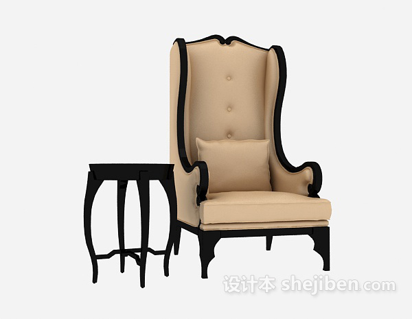 欧式风格传统欧式单人沙发3d模型下载