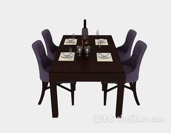 免费餐厅简约桌椅组合3d模型下载