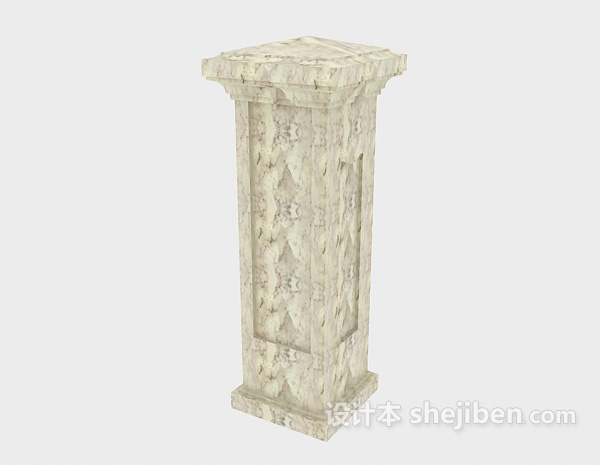 浅色大理石柱子3d模型下载