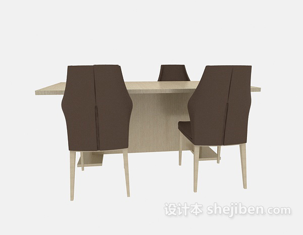 实木餐厅桌椅3d模型下载