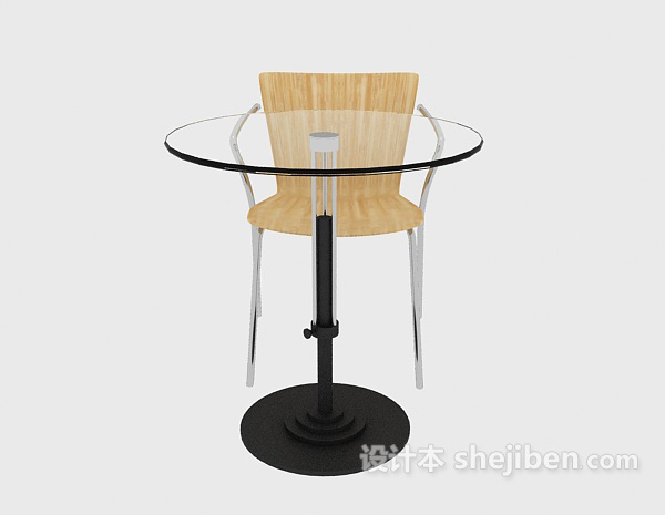 现代风格玻璃桌椅组合3d模型下载