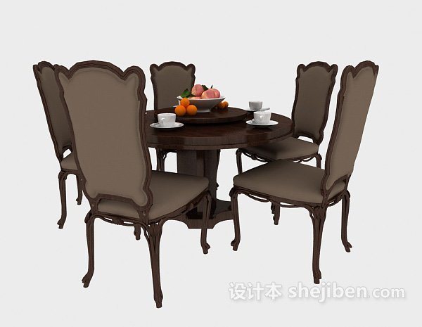 欧式风格欧式餐桌椅组合3d模型下载