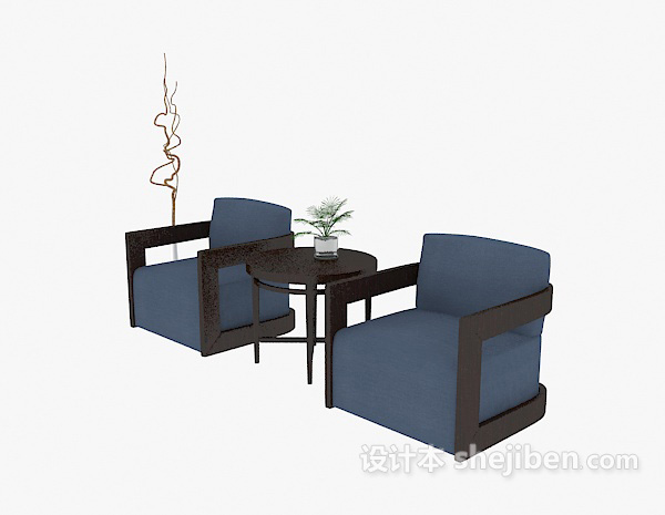 中式单人沙发3d模型下载