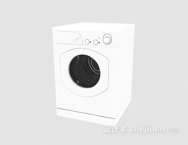 免费白色滚筒洗衣机3d模型下载