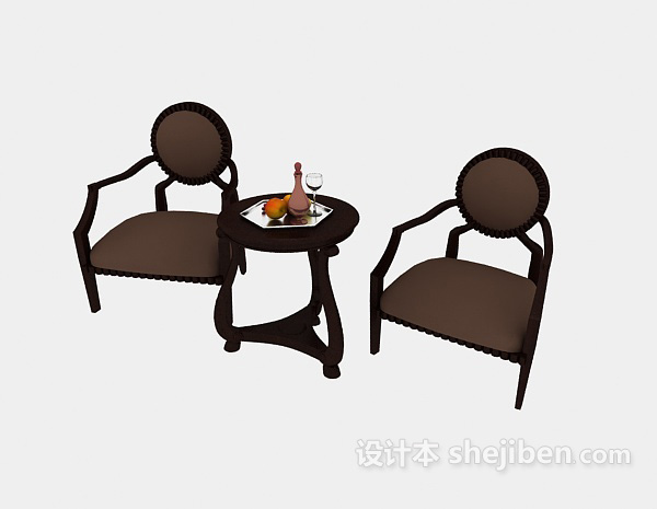 免费美式休闲桌椅3d模型下载