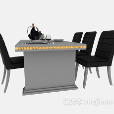 家居木质餐桌3d模型下载
