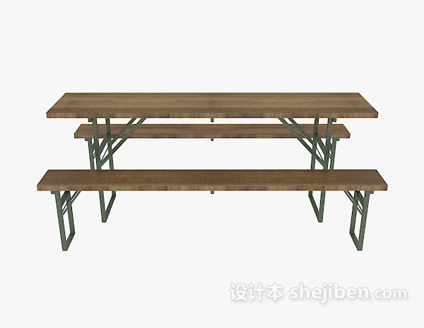 田园风格简单桌椅组合3d模型下载