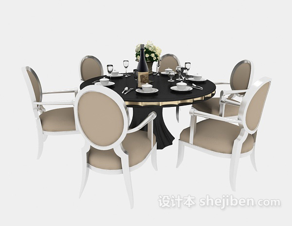 免费欧式聚会休闲餐桌3d模型下载