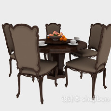 欧式餐桌椅组合3d模型下载