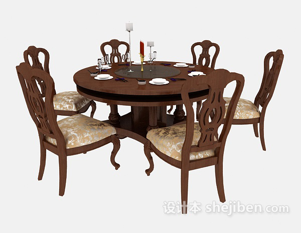 精致欧式风格餐桌椅3d模型下载