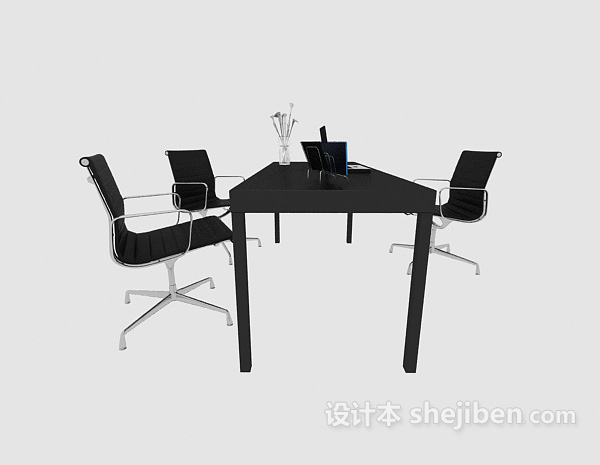 现代风格简洁办公桌椅3d模型下载