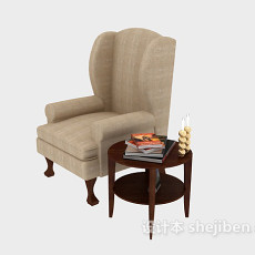 美式家居单人沙发3d模型下载