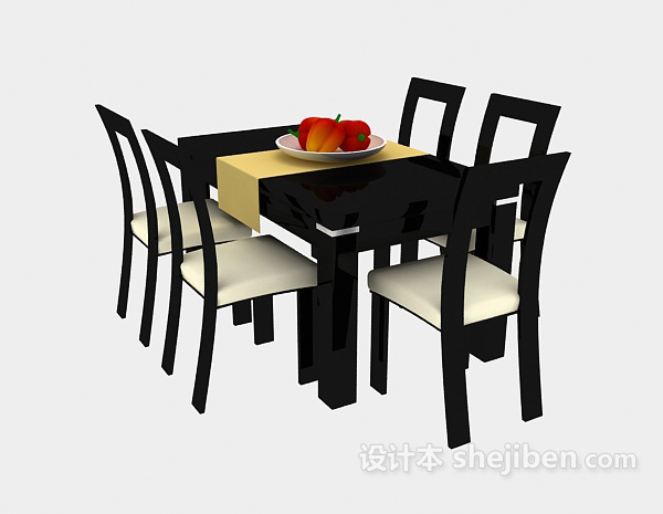 实木餐桌椅3d模型下载