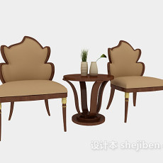 休闲中式桌椅组合3d模型下载