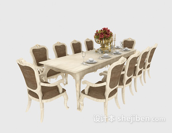 欧式风格时尚欧式餐桌椅3d模型下载
