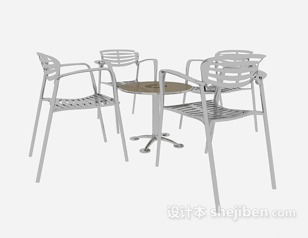 现代风格简约休闲风格桌椅组合3d模型下载