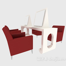 美容院桌椅组合3d模型下载