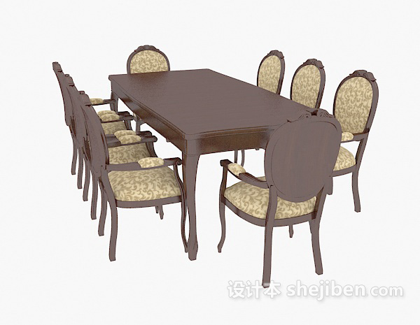 欧式风格家庭餐桌3d模型下载