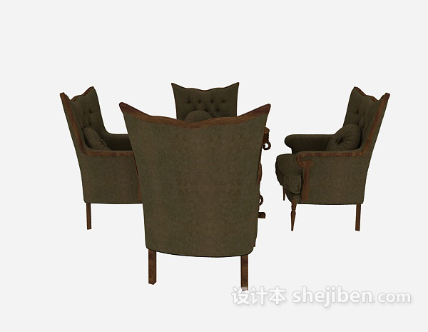 免费美式风格休闲桌椅3d模型下载