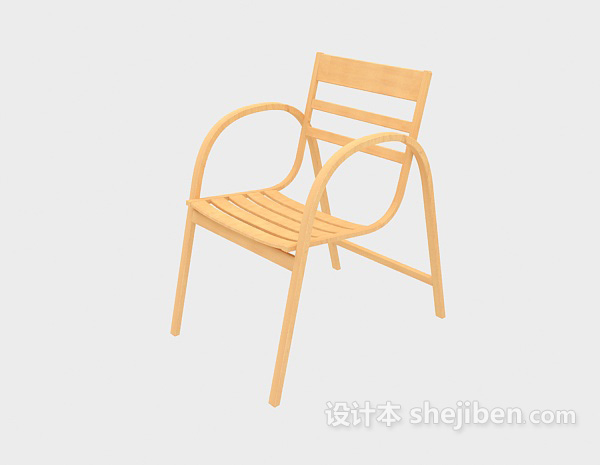 简约实木椅3d模型下载