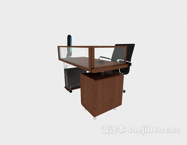 免费单人办公桌椅3d模型下载