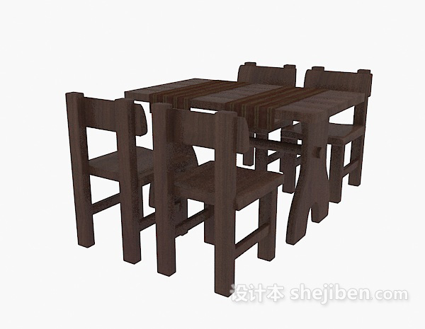 免费实木小方桌3d模型下载