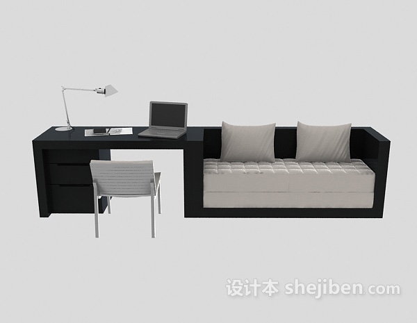 现代风格现代书桌、沙发组合3d模型下载