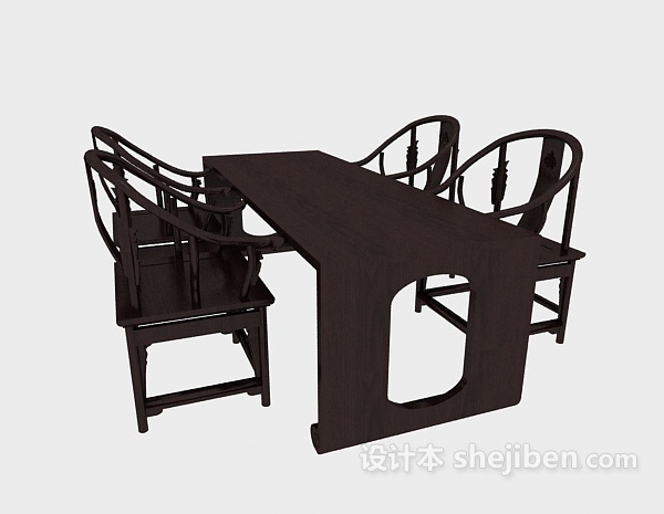 免费中式传统桌椅组合3d模型下载