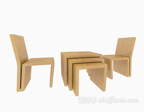 创意简约桌椅3d模型下载