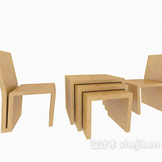 创意简约桌椅3d模型下载