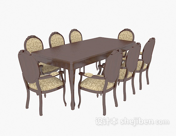 欧式风格欧式风格家庭餐桌3d模型下载
