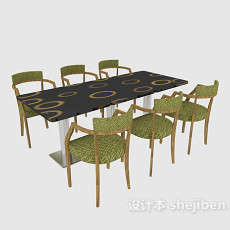 简约绿色桌椅3d模型下载