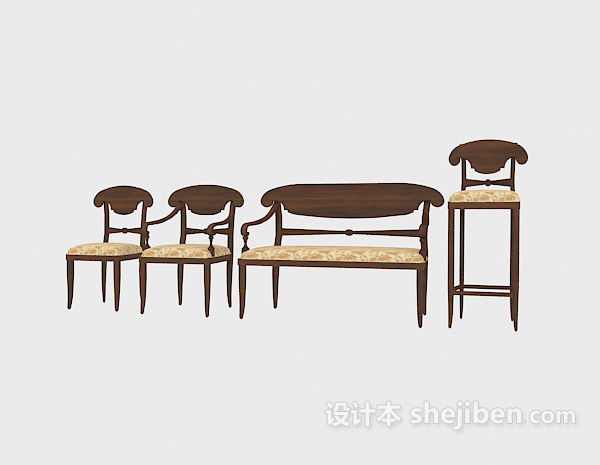 免费欧式实木家居椅集合3d模型下载
