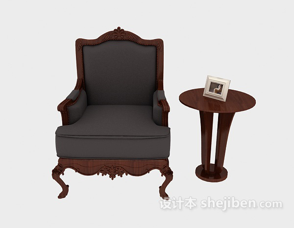 欧式风格欧式华美单人沙发3d模型下载