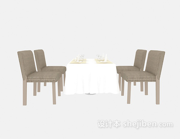 现代风格西餐厅桌椅组合3d模型下载
