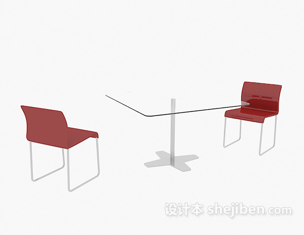 免费现代玻璃休闲桌椅3d模型下载
