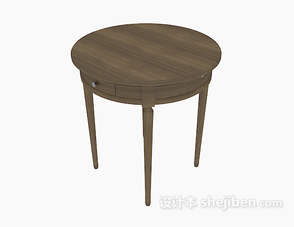 地中海风格实木传统沙发边桌3d模型下载