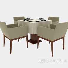 东南亚简约餐桌3d模型下载