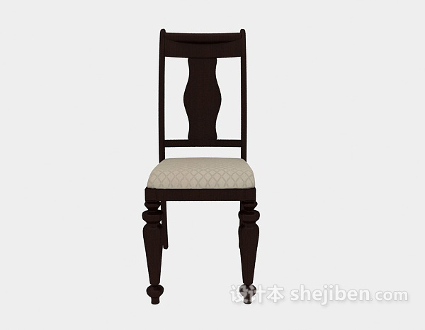 东南亚风格简约实木餐椅3d模型下载