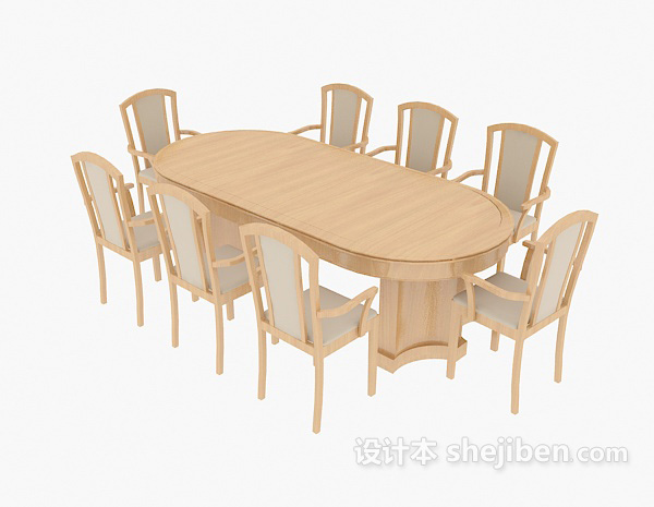 地中海风格地中海实木餐桌餐椅3d模型下载